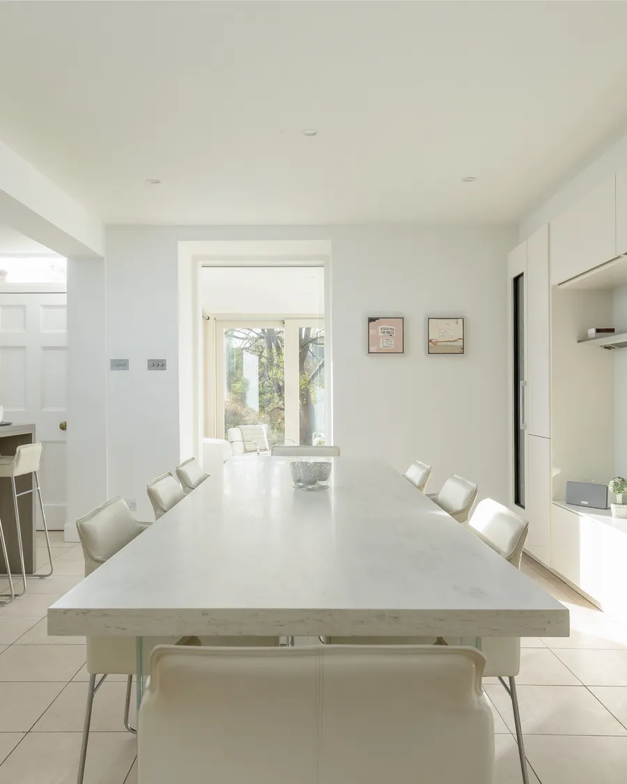 A renovated open-plan kitchen and dining space in a Stockbridge period property