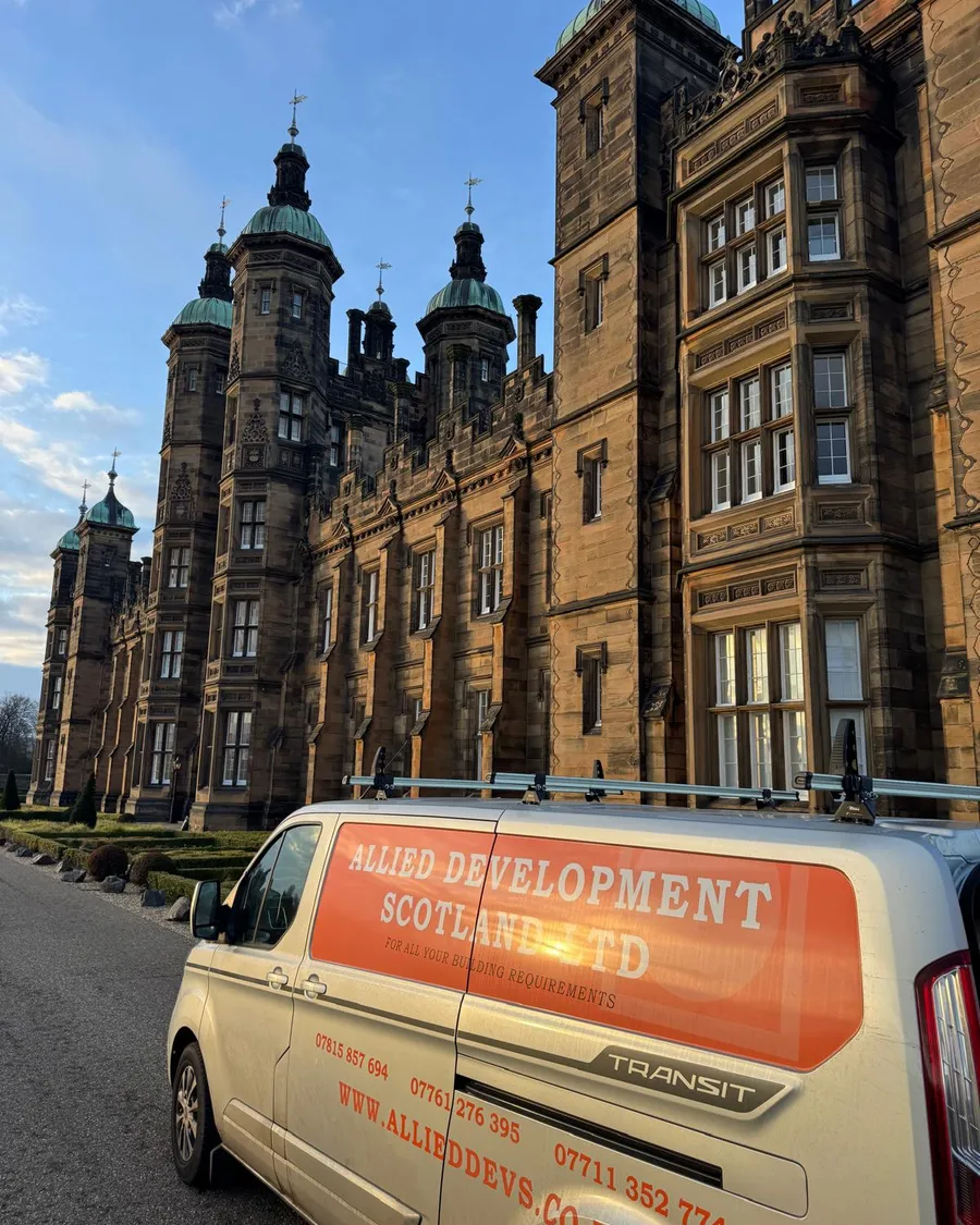 The Allied Development Scotland Ltd van parked outside a period Edinburgh property
