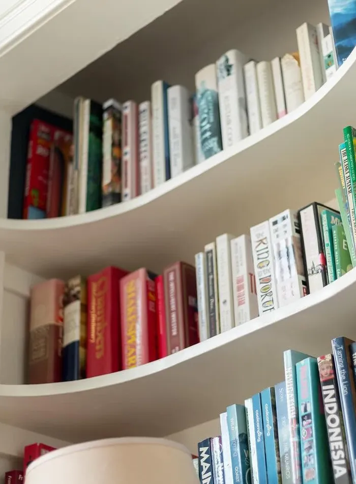 A bespoke built-in bookcase in a renovated period property