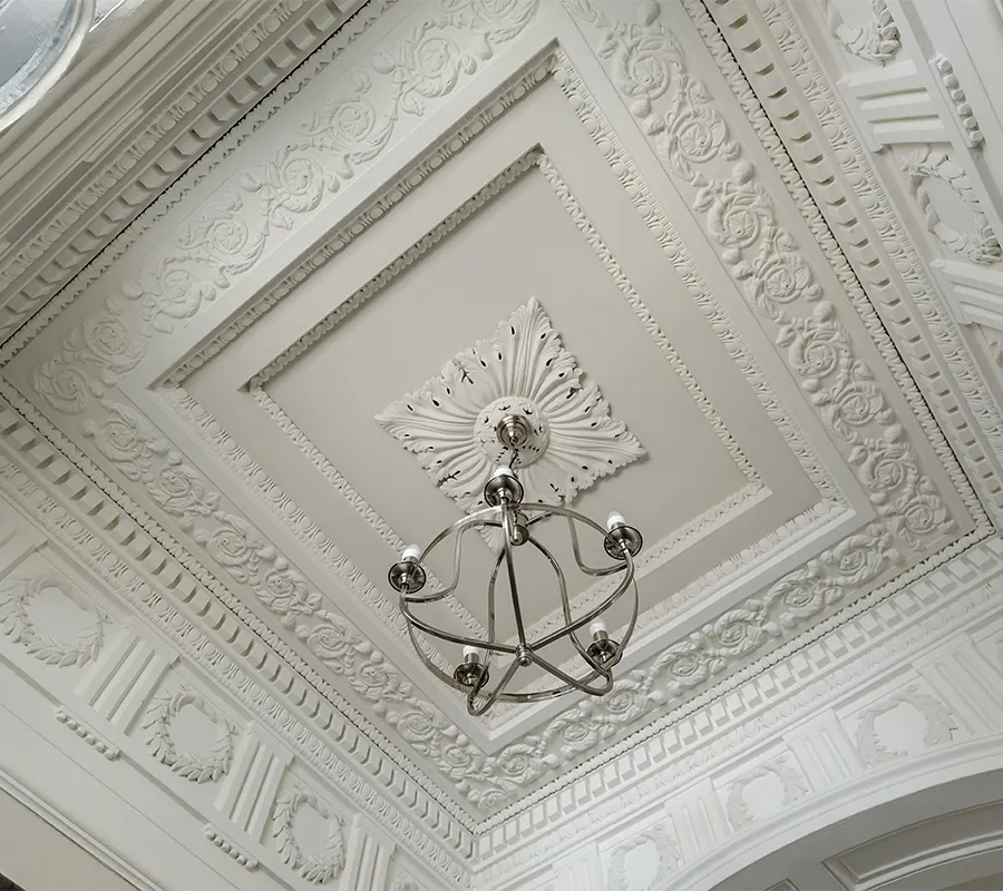 Restored ornate ceiling cornice in a period Edinburgh property