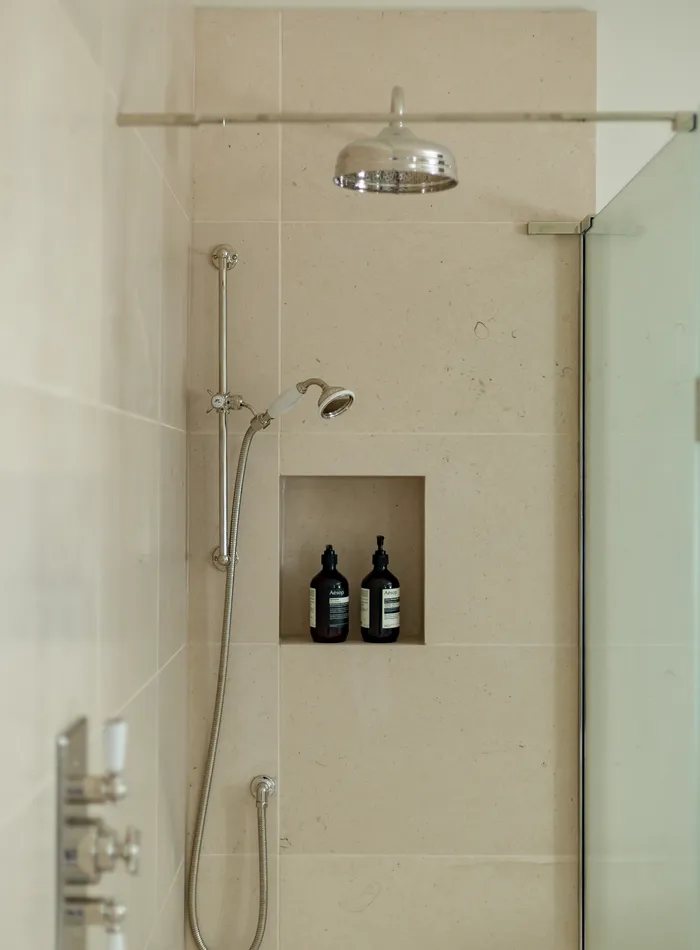A period bathroom shower detail